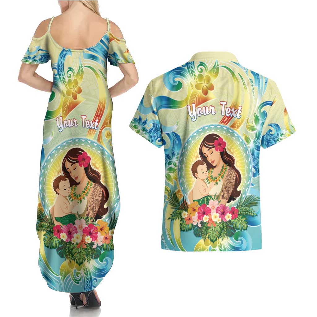 Personalised Hawaii Mother's Day Couples Matching Summer Maxi Dress and Hawaiian Shirt I Love You Mom DT04 - Polynesian Pride