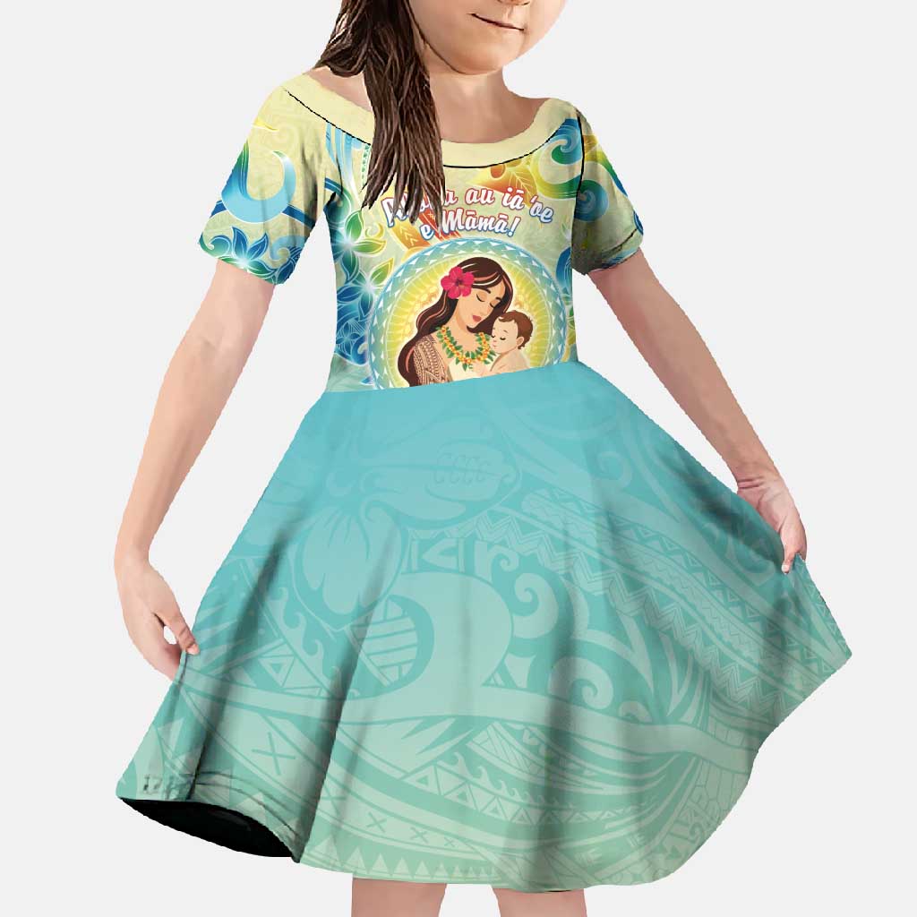 Personalised Hawaii Mother's Day Family Matching Off Shoulder Maxi Dress and Hawaiian Shirt I Love You Mom