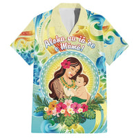 Personalised Hawaii Mother's Day Family Matching Puletasi and Hawaiian Shirt I Love You Mom DT04 Dad's Shirt - Short Sleeve Yellow - Polynesian Pride