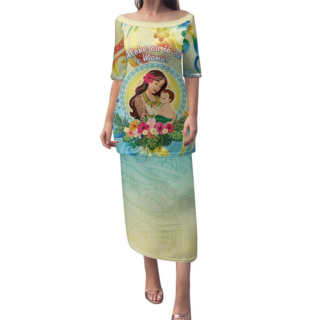 Personalised Hawaii Mother's Day Family Matching Puletasi and Hawaiian Shirt I Love You Mom DT04 Mom's Dress Yellow - Polynesian Pride