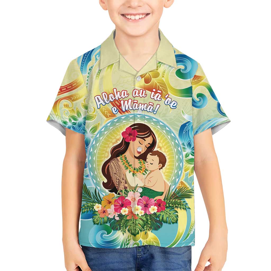 Personalised Hawaii Mother's Day Family Matching Puletasi and Hawaiian Shirt I Love You Mom DT04 Son's Shirt Yellow - Polynesian Pride