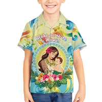 Personalised Hawaii Mother's Day Family Matching Short Sleeve Bodycon Dress and Hawaiian Shirt I Love You Mom DT04 Son's Shirt Yellow - Polynesian Pride