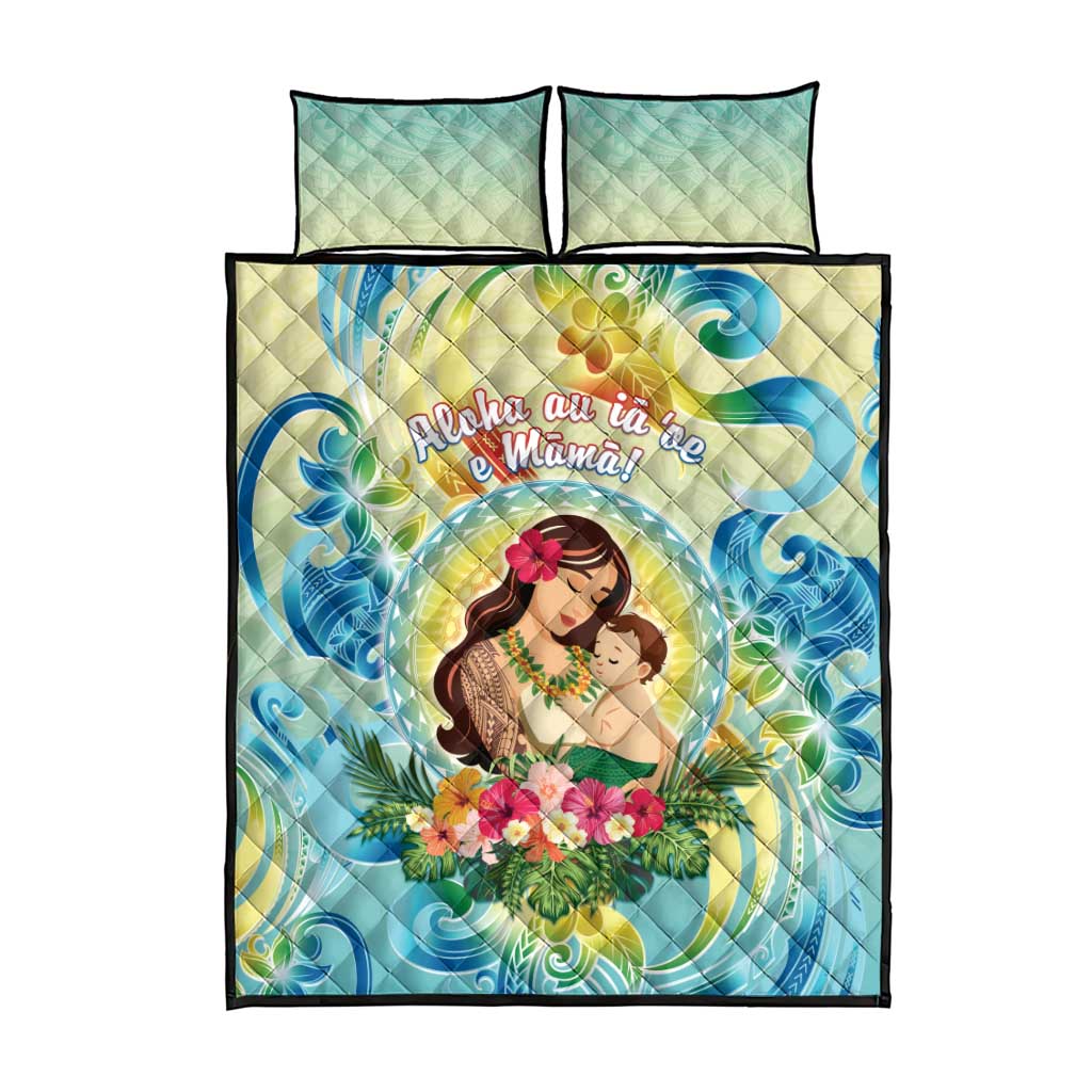 Hawaii Mother's Day Quilt Bed Set I Love You Mom