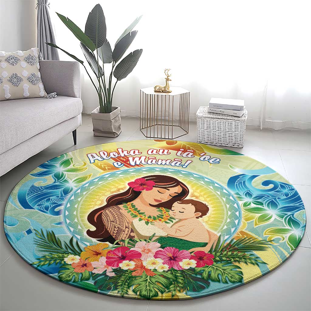 Hawaii Mother's Day Round Carpet I Love You Mom
