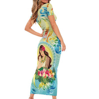 Personalised Hawaii Mother's Day Short Sleeve Bodycon Dress I Love You Mom