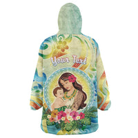 Personalised Hawaii Mother's Day Wearable Blanket Hoodie I Love You Mom