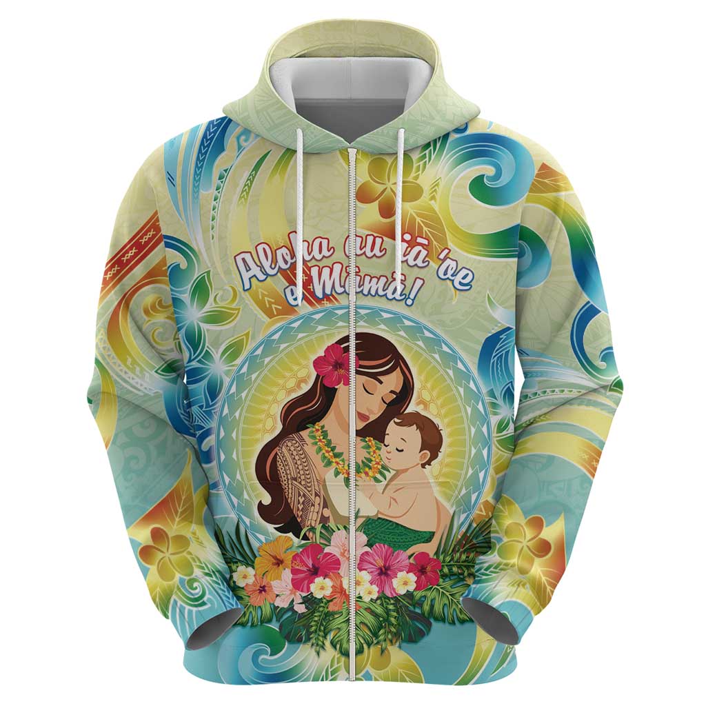 Personalised Hawaii Mother's Day Zip Hoodie I Love You Mom