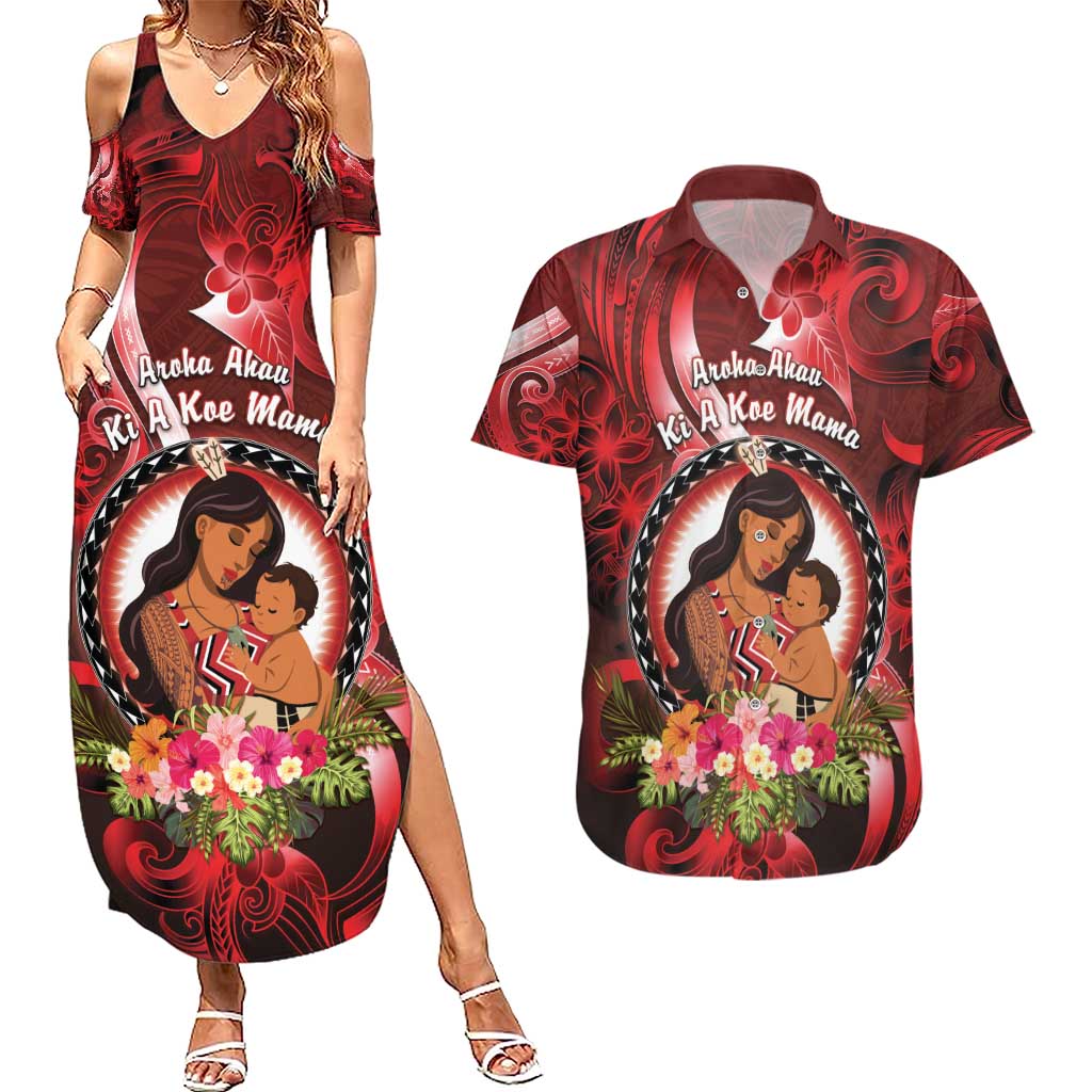 Personalised New Zealand Mother's Day Couples Matching Summer Maxi Dress and Hawaiian Shirt I Love You Mom