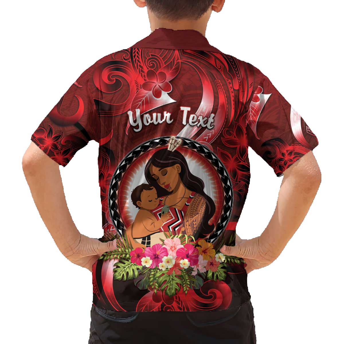 Personalised New Zealand Mother's Day Family Matching Off The Shoulder Long Sleeve Dress and Hawaiian Shirt I Love You Mom