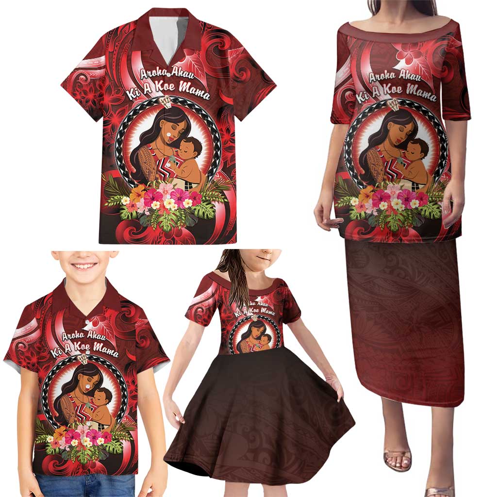 Personalised New Zealand Mother's Day Family Matching Puletasi and Hawaiian Shirt I Love You Mom