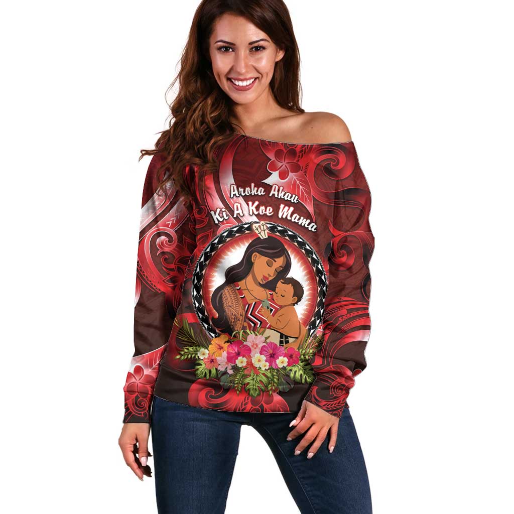 Personalised New Zealand Mother's Day Off Shoulder Sweater I Love You Mom