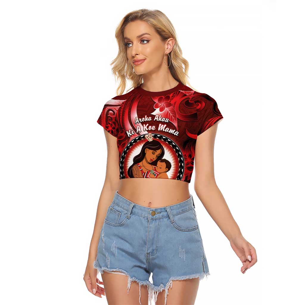 Personalised New Zealand Mother's Day Raglan Cropped T Shirt I Love You Mom