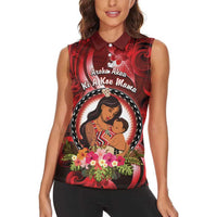 Personalised New Zealand Mother's Day Women Sleeveless Polo Shirt I Love You Mom DT04 - Polynesian Pride