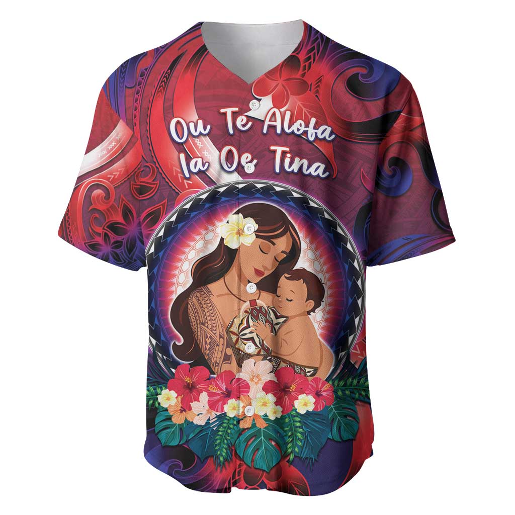 Personalised Samoa Mother's Day Baseball Jersey I Love You Mom DT04 Red - Polynesian Pride
