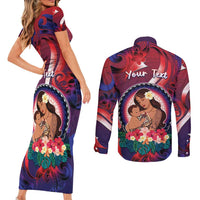 Personalised Samoa Mother's Day Couples Matching Short Sleeve Bodycon Dress and Long Sleeve Button Shirt I Love You Mom