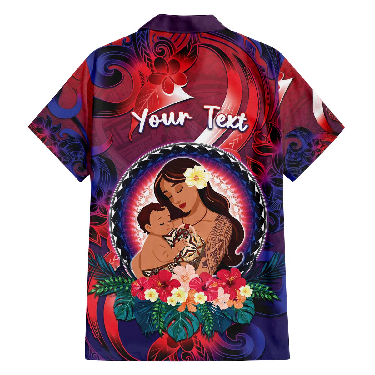 Personalised Samoa Mother's Day Family Matching Off The Shoulder Long Sleeve Dress and Hawaiian Shirt I Love You Mom