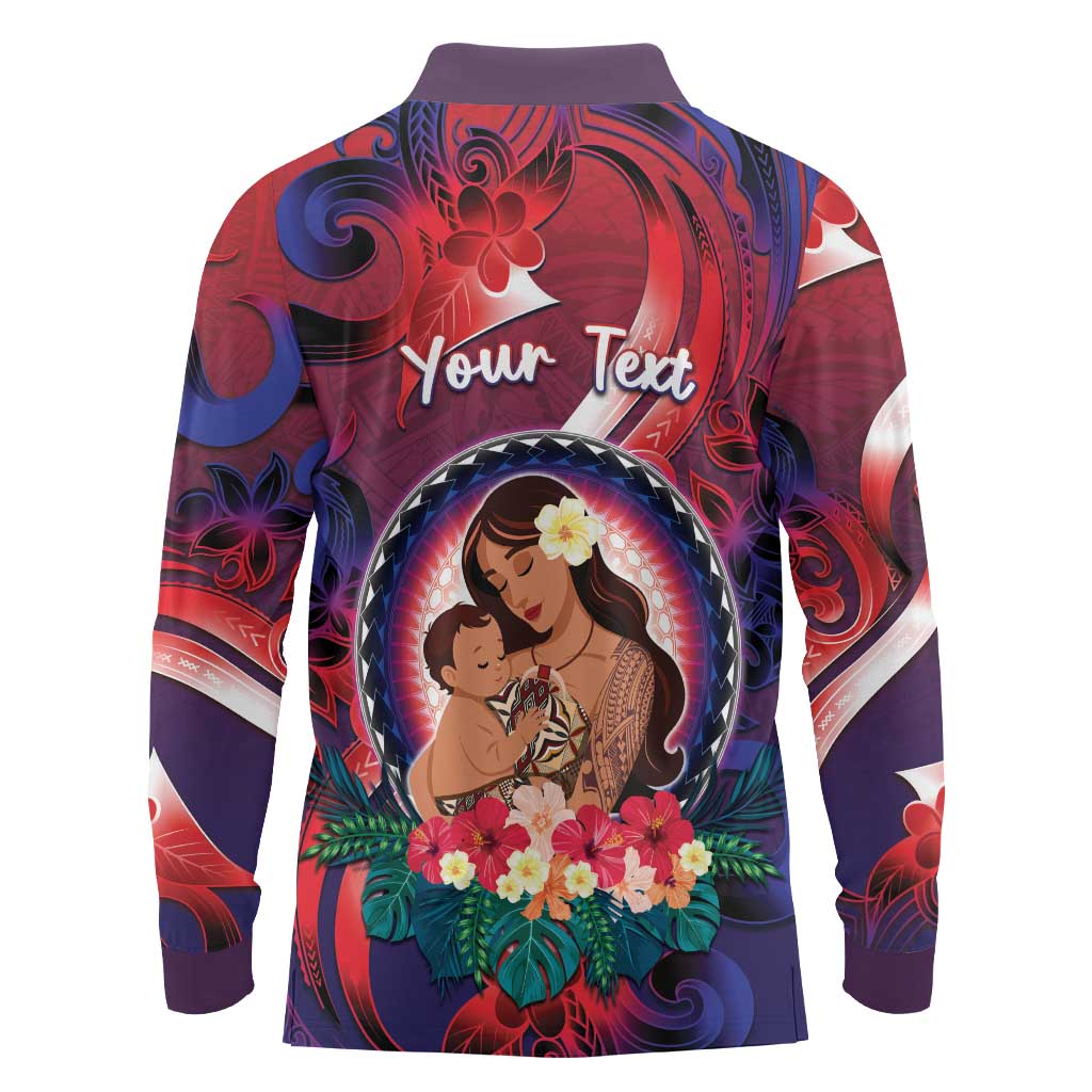 Personalised Samoa Mother's Day Long Sleeve Polo Shirt I Love You Mom