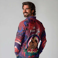 Personalised Samoa Mother's Day Long Sleeve Polo Shirt I Love You Mom