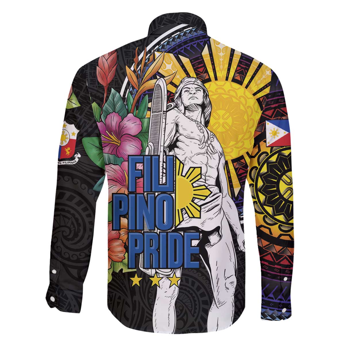 Filipinos Lapu-Lapu Hero Philippines Family Matching Off The Shoulder Long Sleeve Dress and Hawaiian Shirt Hibiscus Flowers Style