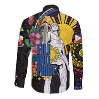 Filipinos Lapu-Lapu Hero Philippines Long Sleeve Button Shirt Hibiscus Flowers Style