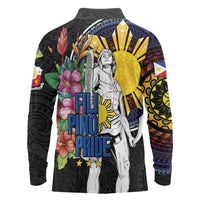 Filipinos Lapu-Lapu Hero Philippines Long Sleeve Polo Shirt Hibiscus Flowers Style