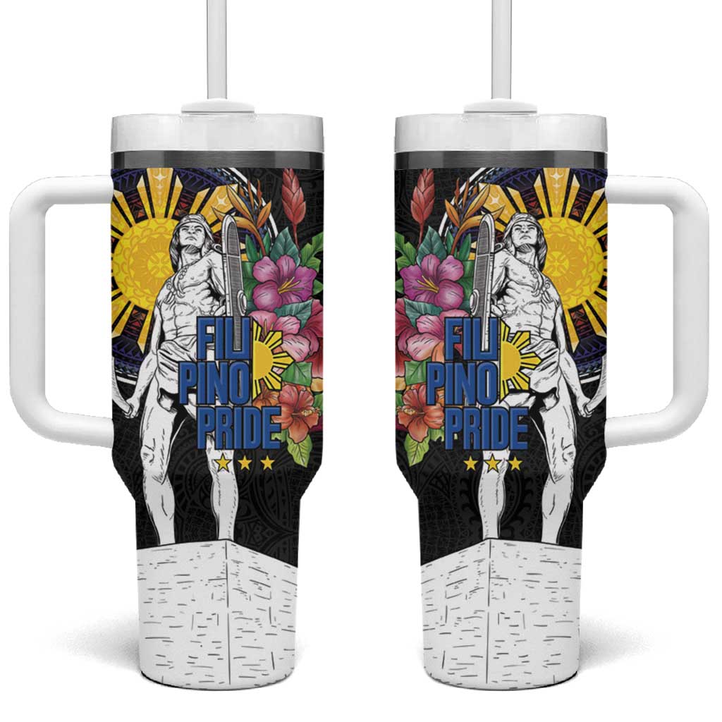 Filipinos Lapu-Lapu Hero Philippines Tumbler With Handle Hibiscus Flowers Style