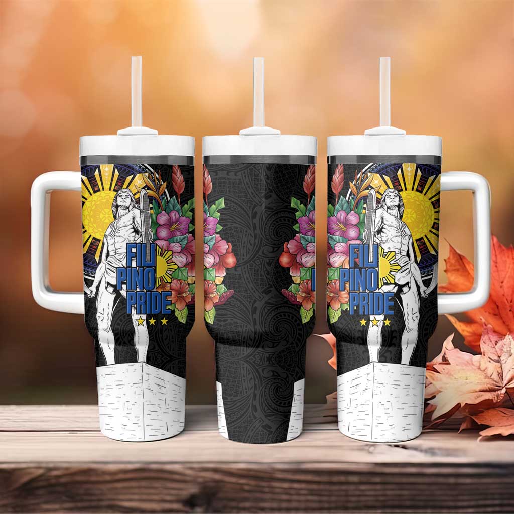 Filipinos Lapu-Lapu Hero Philippines Tumbler With Handle Hibiscus Flowers Style