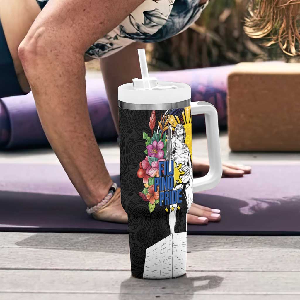 Filipinos Lapu-Lapu Hero Philippines Tumbler With Handle Hibiscus Flowers Style