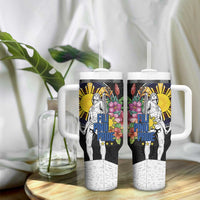 Filipinos Lapu-Lapu Hero Philippines Tumbler With Handle Hibiscus Flowers Style