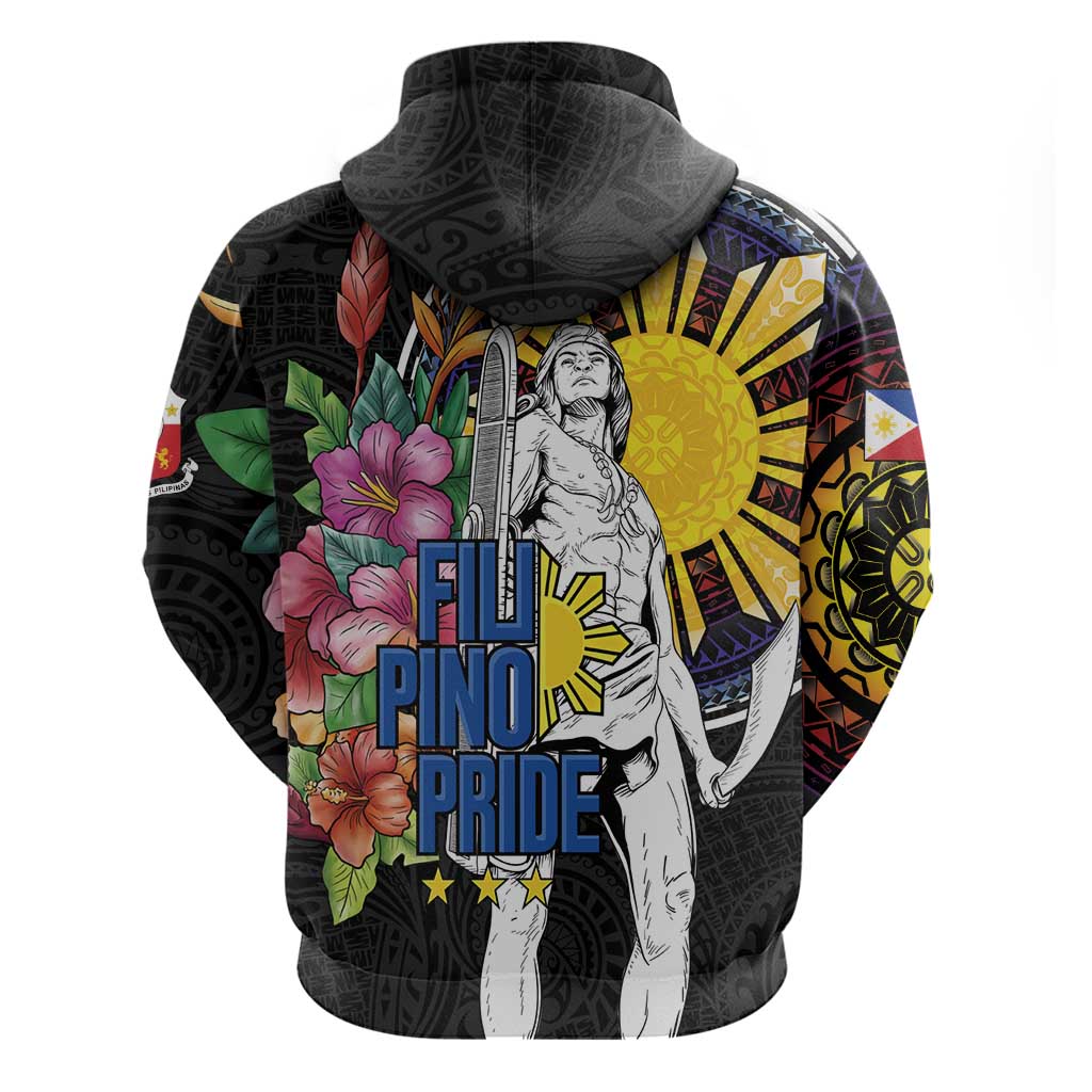 Filipinos Lapu-Lapu Hero Philippines Zip Hoodie Hibiscus Flowers Style