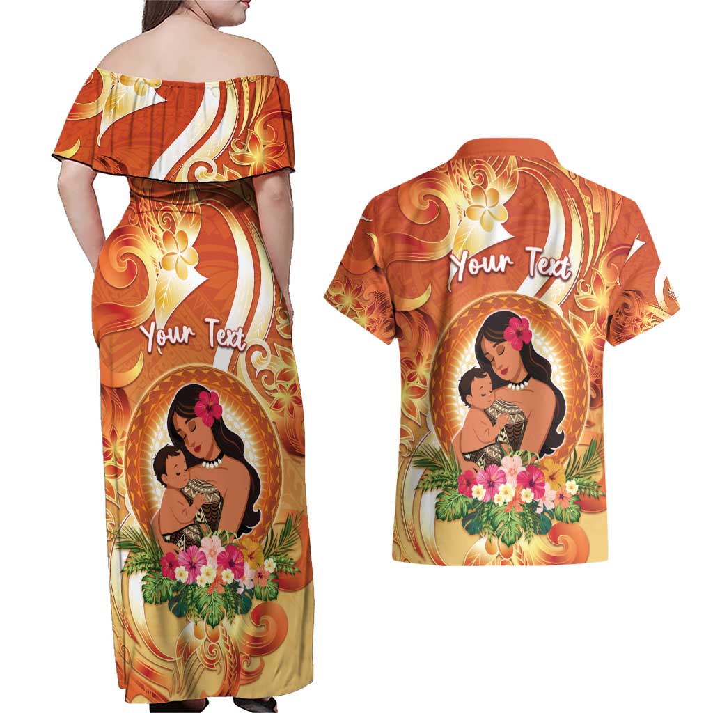 Personalised Tonga Mother's Day Couples Matching Off Shoulder Maxi Dress and Hawaiian Shirt I Love You Mom