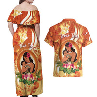 Personalised Tonga Mother's Day Couples Matching Off Shoulder Maxi Dress and Hawaiian Shirt I Love You Mom