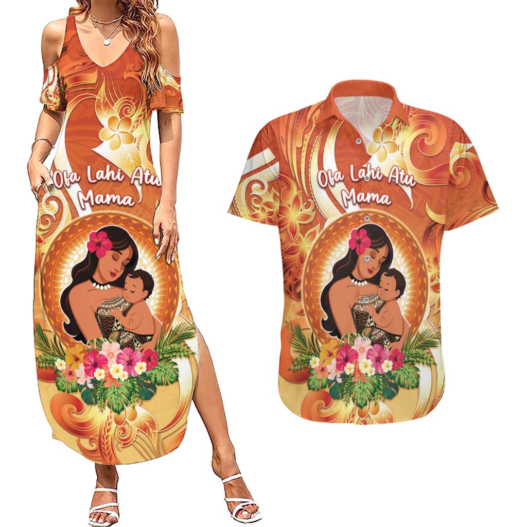 Personalised Tonga Mother's Day Couples Matching Summer Maxi Dress and Hawaiian Shirt I Love You Mom