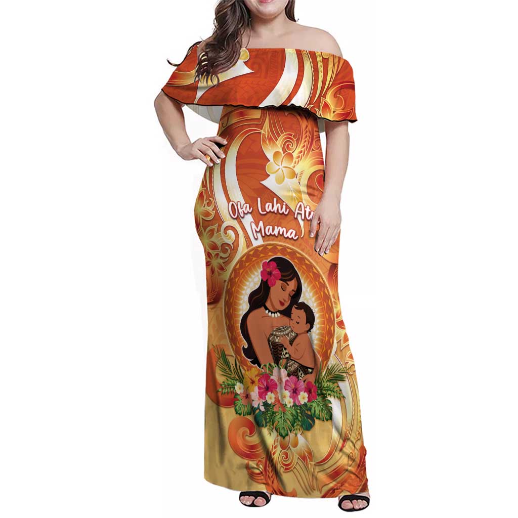 Personalised Tonga Mother's Day Family Matching Off Shoulder Maxi Dress and Hawaiian Shirt I Love You Mom