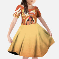 Personalised Tonga Mother's Day Family Matching Puletasi and Hawaiian Shirt I Love You Mom DT04 Daughter's Dress Orange - Polynesian Pride