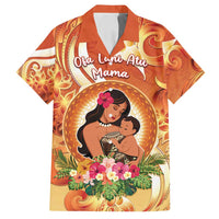 Personalised Tonga Mother's Day Family Matching Summer Maxi Dress and Hawaiian Shirt I Love You Mom DT04 Dad's Shirt - Short Sleeve Orange - Polynesian Pride