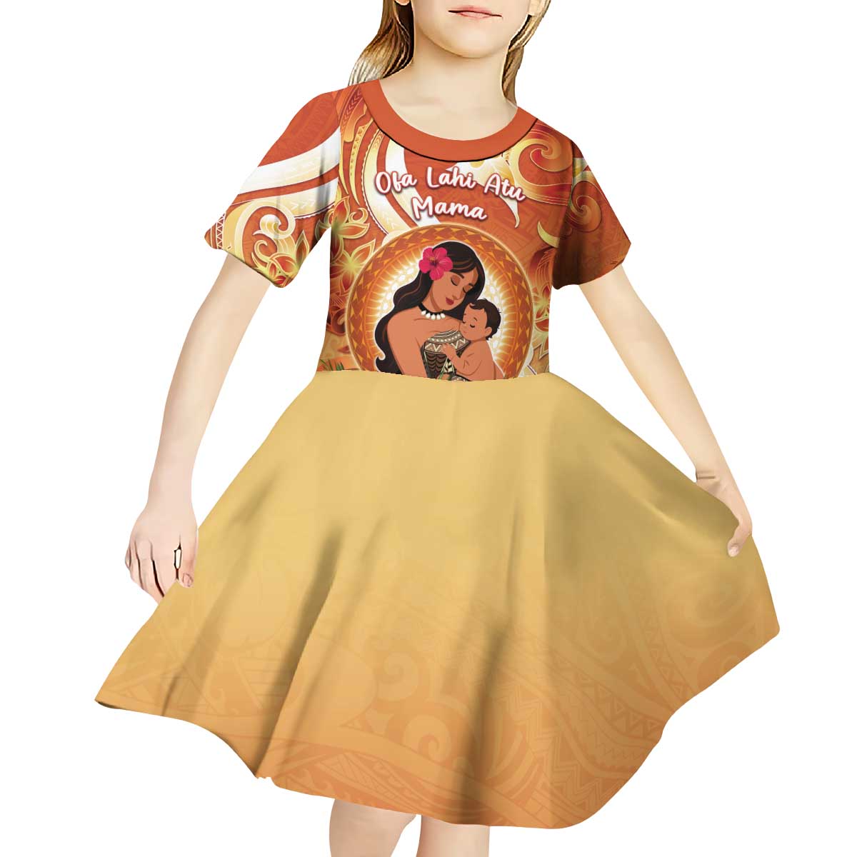 Personalised Tonga Mother's Day Kid Short Sleeve Dress I Love You Mom