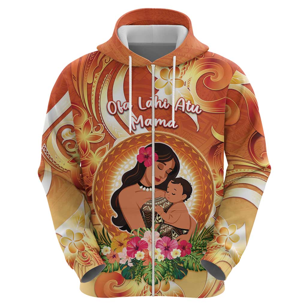 Personalised Tonga Mother's Day Zip Hoodie I Love You Mom