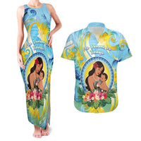Personalised Fiji Mother's Day Couples Matching Tank Maxi Dress and Hawaiian Shirt I Love You Mom