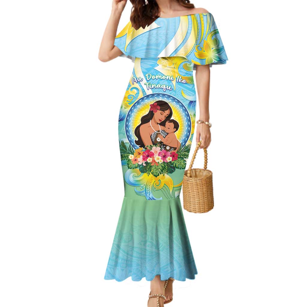 Personalised Fiji Mother's Day Family Matching Mermaid Dress and Hawaiian Shirt I Love You Mom