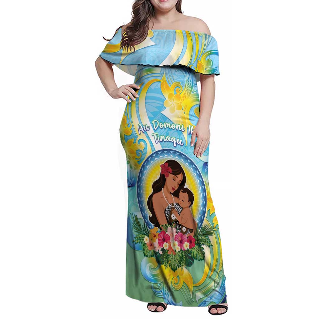 Personalised Fiji Mother's Day Family Matching Off Shoulder Maxi Dress and Hawaiian Shirt I Love You Mom