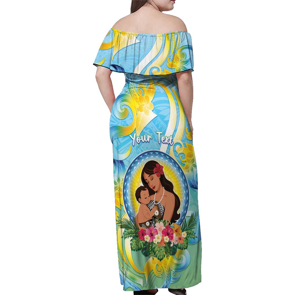 Personalised Fiji Mother's Day Family Matching Off Shoulder Maxi Dress and Hawaiian Shirt I Love You Mom