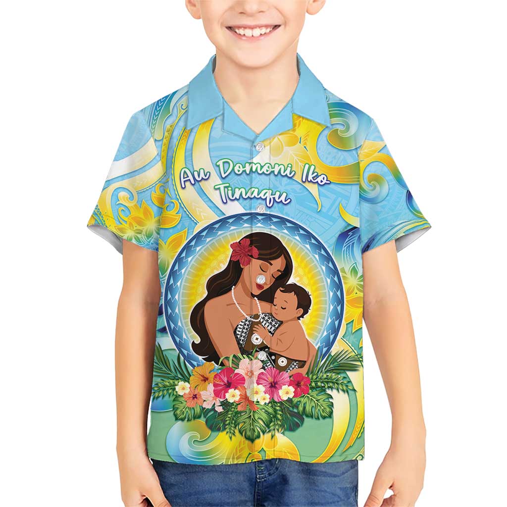 Personalised Fiji Mother's Day Family Matching Short Sleeve Bodycon Dress and Hawaiian Shirt I Love You Mom