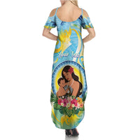 Personalised Fiji Mother's Day Family Matching Summer Maxi Dress and Hawaiian Shirt I Love You Mom