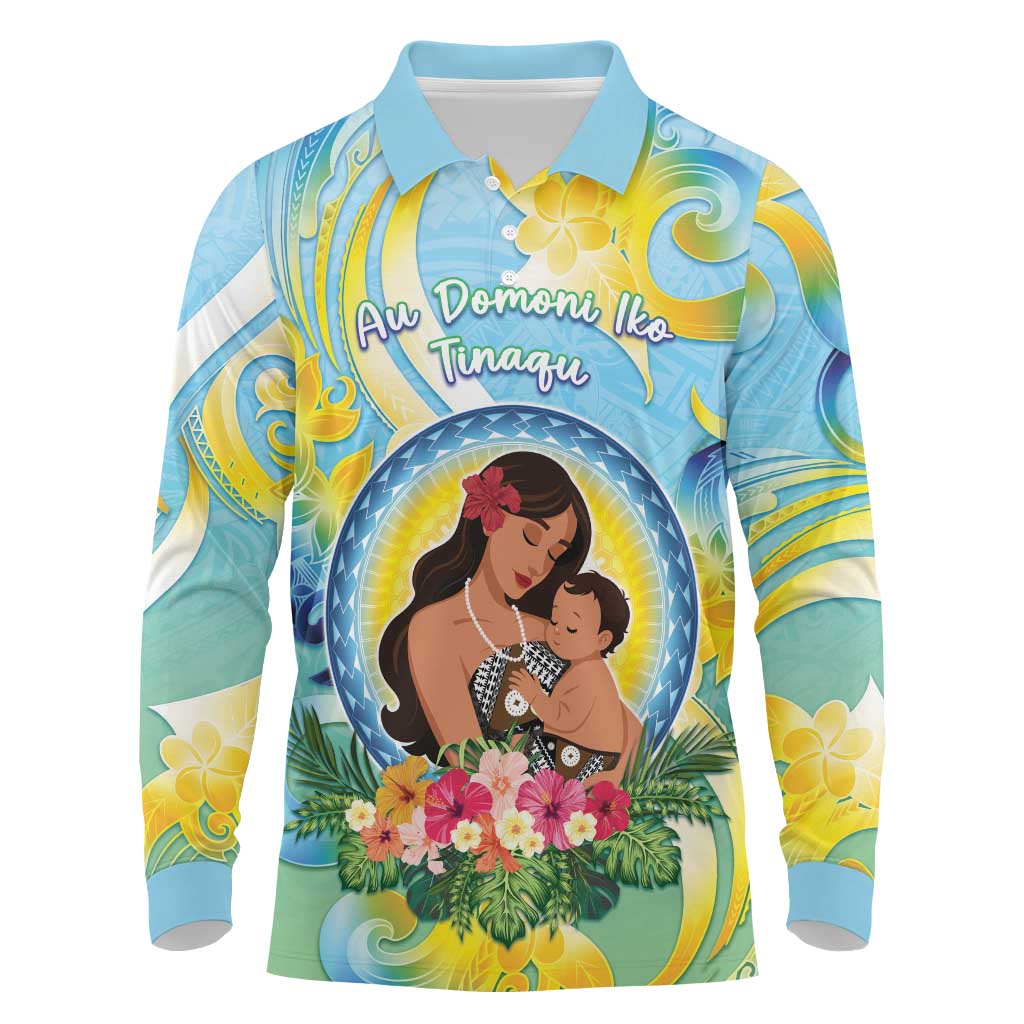 Personalised Fiji Mother's Day Long Sleeve Polo Shirt I Love You Mom