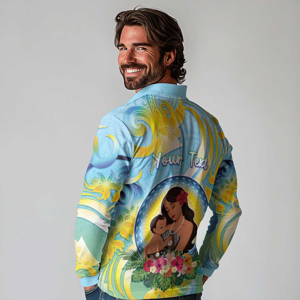 Personalised Fiji Mother's Day Long Sleeve Polo Shirt I Love You Mom