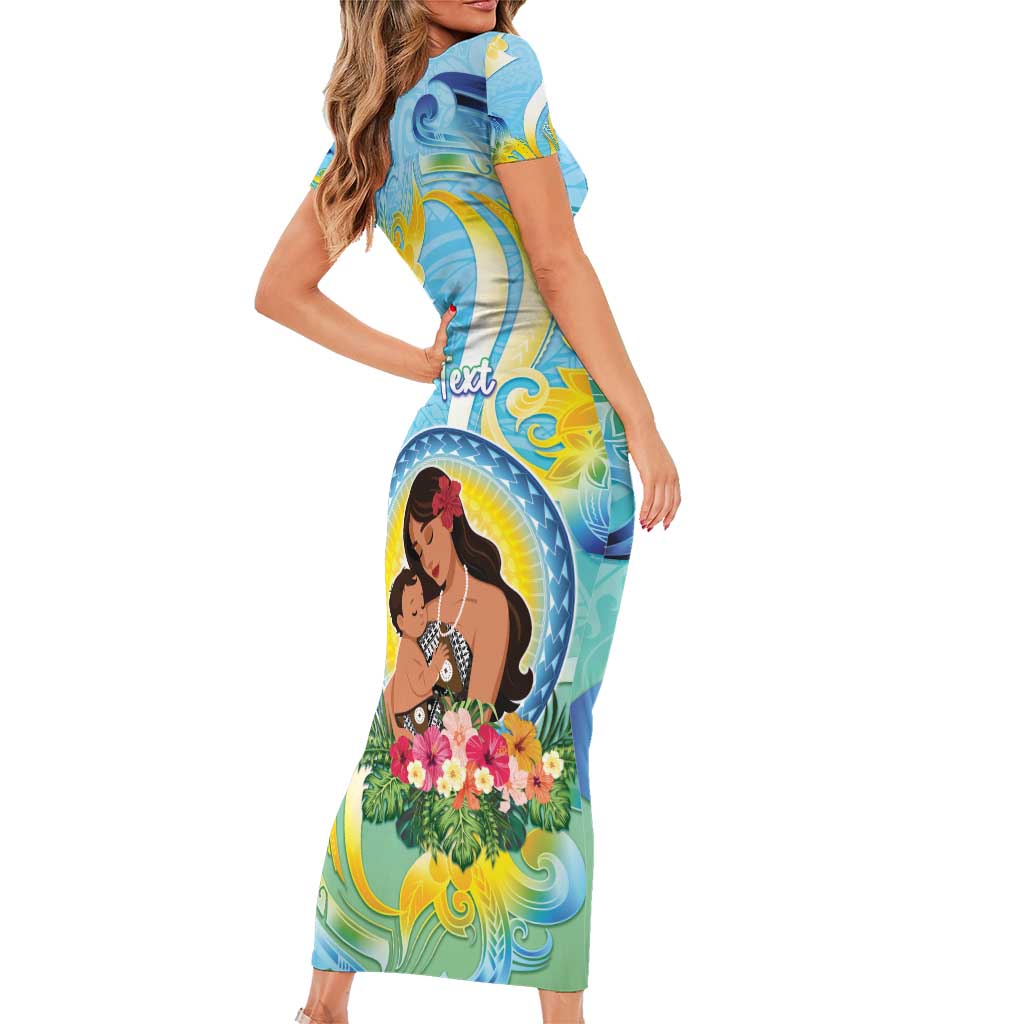 Personalised Fiji Mother's Day Short Sleeve Bodycon Dress I Love You Mom