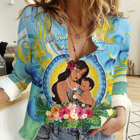Personalised Fiji Mother's Day Women Casual Shirt I Love You Mom DT04 Female Blue - Polynesian Pride