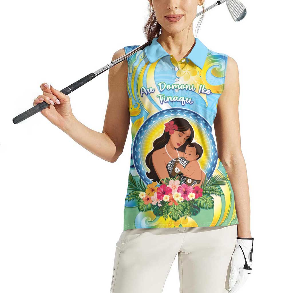 Personalised Fiji Mother's Day Women Sleeveless Polo Shirt I Love You Mom