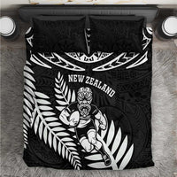 New Zealand Rugby Bedding Set Silver Fern Maori Pattern